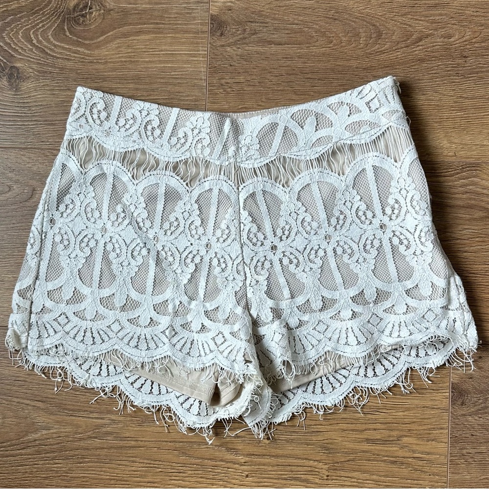 White/Tan Lace Shorts